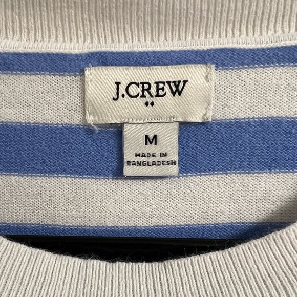 J. CREW Striped Crewneck Knit Sweater, Blue and White, M - Picture 5 of 9